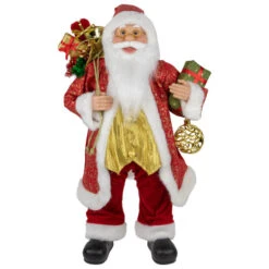 Northlight 24" Red And White Santa With Gift Bag And Presents Christmas Figure