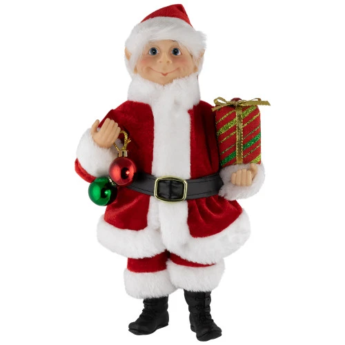 Northlight Santa Elf With Gift Christmas Figure - 14" 4 Northlight Santa Elf With Gift Christmas Figure - 14" - Image 2