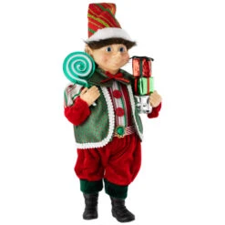 Northlight Lollipop Elf With Gifts Christmas Figure - 12" -Christmas Decor Sale northlight e95947 02 32162.1720742954