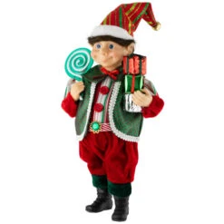 Northlight Lollipop Elf With Gifts Christmas Figure - 12" -Christmas Decor Sale northlight e95947 03 52759.1720742953