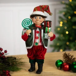 Northlight Lollipop Elf With Gifts Christmas Figure - 12"