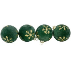 Northlight 4ct Green Velvet Glass Christmas Ball Ornaments With Gold Snowflakes 3" (80mm) 11 Northlight 4ct Green Velvet Glass Christmas Ball Ornaments With Gold Snowflakes 3" (80mm) -Christmas Decor Sale northlight eb94508 3 05736.1671094749