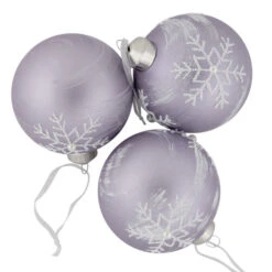 Northlight 3ct Purple Glass Ball Christmas Ornaments With Snowflakes 3" (80mm) -Christmas Decor Sale northlight eb94512 1 29040.1671181276