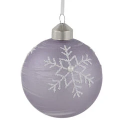 Northlight 3ct Purple Glass Ball Christmas Ornaments With Snowflakes 3" (80mm) -Christmas Decor Sale northlight eb94512 3 37062.1671181276