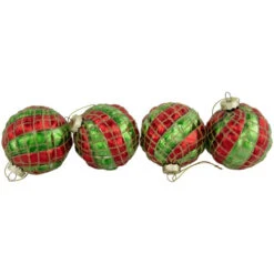 Northlight 4ct Red And Gold Basket Weave Christmas Glass Ball Ornaments 3" -Christmas Decor Sale northlight eb94956 02 62208.1695657494