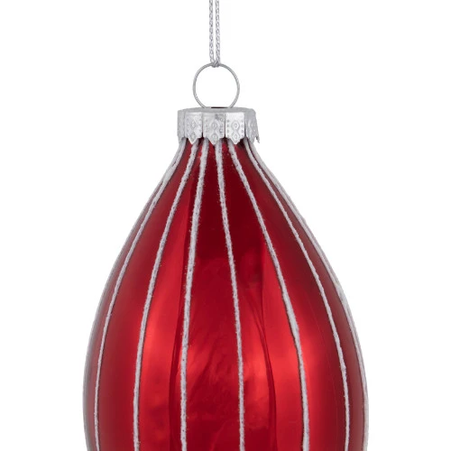 Northlight 5" Shiny Red And White Glittered Striped Glass Finial Christmas Ornament 5 Northlight 5" Shiny Red And White Glittered Striped Glass Finial Christmas Ornament - Image 3