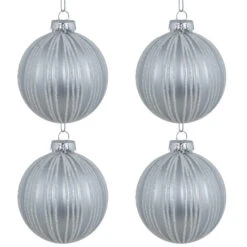 Northlight 4ct Silver And White Glitter Striped Glass Ball Christmas Ornaments 3" 11 Northlight 4ct Silver And White Glitter Striped Glass Ball Christmas Ornaments 3" -Christmas Decor Sale northlight eb94961 04 01105.1695744010