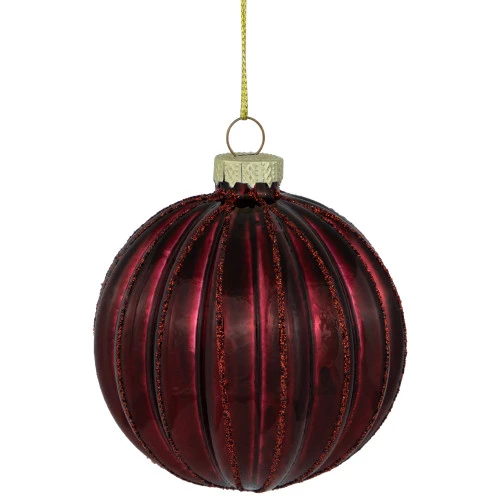 Northlight 4ct Shiny Maroon Glass Ball Christmas Ornaments 3" (80mm) 3 Northlight 4ct Shiny Maroon Glass Ball Christmas Ornaments 3" (80mm)