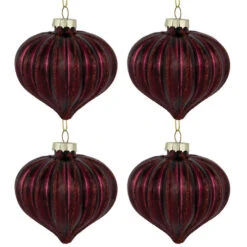 Northlight 4ct Shiny Maroon Onion Glass Christmas Ornaments 3" -Christmas Decor Sale northlight eb94967 04 66434.1695744011