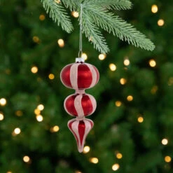 Northlight Shiny Red And Frosted Striped Candy Cane Finial Glass Christmas Ornament - 5.5" -Christmas Decor Sale northlight eb94970 styled 01 70359.1695744010