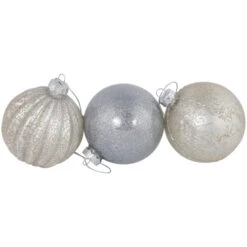 Northlight Glittered And Matte Finish Christmas Glass Ball Ornaments - 3" (80mm) - Silver - 9ct -Christmas Decor Sale northlight eb94973 04 52462.1695657492