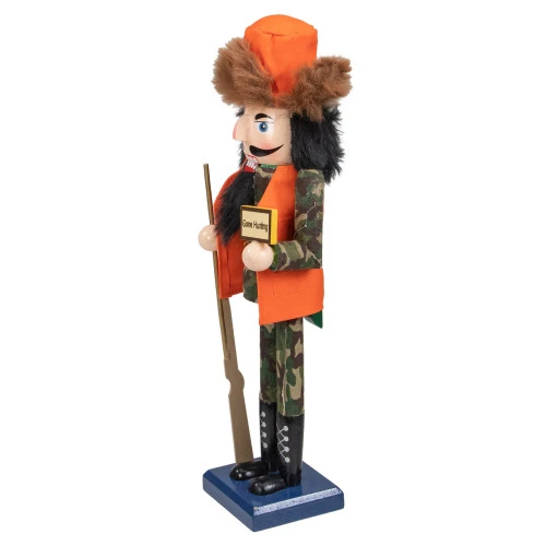 Northlight 15" Orange And Green "Gone Hunting" Christmas Nutcracker In Camouflage 6 Northlight 15" Orange And Green "Gone Hunting" Christmas Nutcracker In Camouflage - Image 4