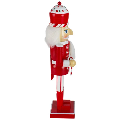 Northlight 14" Red And White Wooden Candy Cane King Christmas Nutcracker 6 Northlight 14" Red And White Wooden Candy Cane King Christmas Nutcracker - Image 4