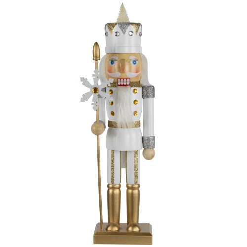 Northlight Glittered Nutcracker With Snowflake Scepter Christmas Figure - 15" - White 4 Northlight Glittered Nutcracker With Snowflake Scepter Christmas Figure - 15" - White - Image 2