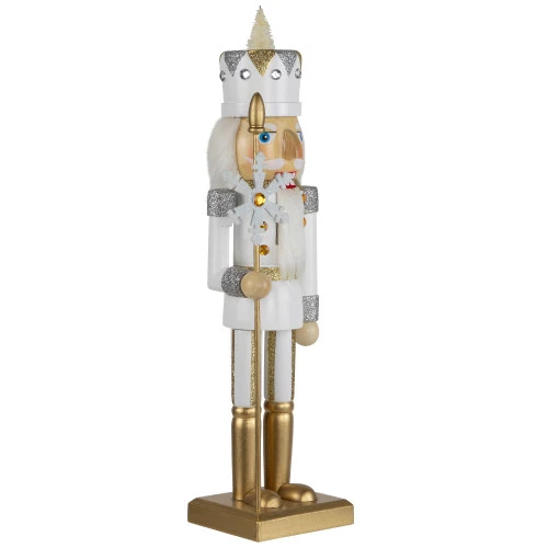 Northlight Glittered Nutcracker With Snowflake Scepter Christmas Figure - 15" - White 5 Northlight Glittered Nutcracker With Snowflake Scepter Christmas Figure - 15" - White - Image 3