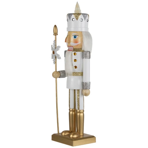Northlight Glittered Nutcracker With Snowflake Scepter Christmas Figure - 15" - White 6 Northlight Glittered Nutcracker With Snowflake Scepter Christmas Figure - 15" - White - Image 4