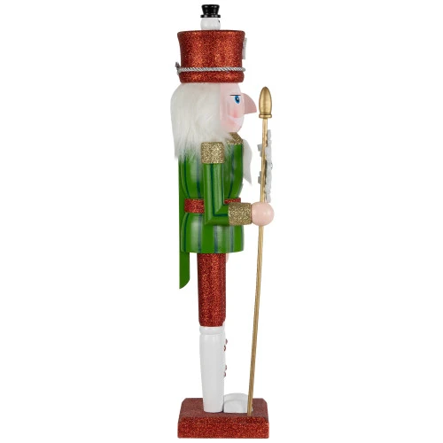 Northlight Glittered Nutcracker With Snowflake Scepter Christmas Figure - 15" - Red And Green 6 Northlight Glittered Nutcracker With Snowflake Scepter Christmas Figure - 15" - Red And Green - Image 4