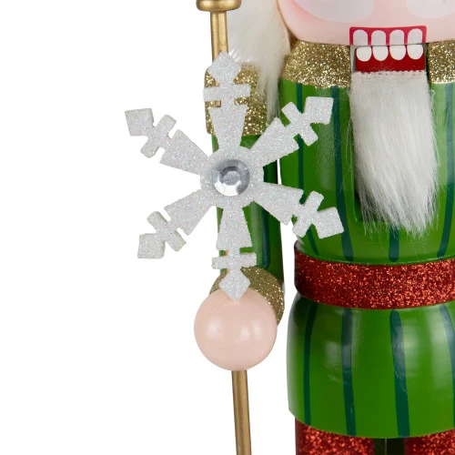 Northlight Glittered Nutcracker With Snowflake Scepter Christmas Figure - 15" - Red And Green 9 Northlight Glittered Nutcracker With Snowflake Scepter Christmas Figure - 15" - Red And Green - Image 7