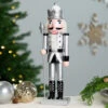 Northlight Jeweled Christmas Nutcracker Figure - 14" - Silver And Black