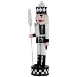 Northlight Checkered Nutcracker Soldier With Scepter Christmas Figure - 15" - Black And White -Christmas Decor Sale northlight f96468 06 33712.1726712135
