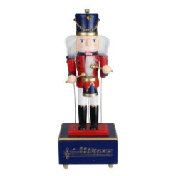 Northlight Nutcracker Drummer Animated And Musical Christmas Figure - 12" - Red And Navy