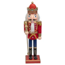 Northlight Traditional Christmas Nutcracker King With Scepter Figurine - 14" - Red And Gold