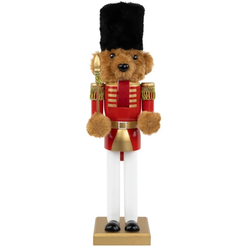 Plush Teddy Bear Soldier Christmas Nutcracker - 14" - Red And Gold 3 Plush Teddy Bear Soldier Christmas Nutcracker - 14" - Red And Gold