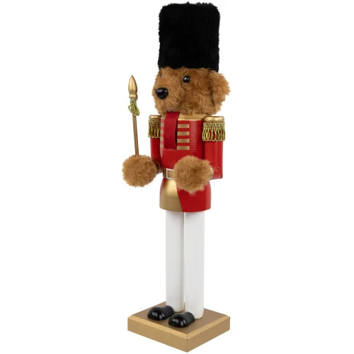 Plush Teddy Bear Soldier Christmas Nutcracker - 14" - Red And Gold 5 Plush Teddy Bear Soldier Christmas Nutcracker - 14" - Red And Gold - Image 3