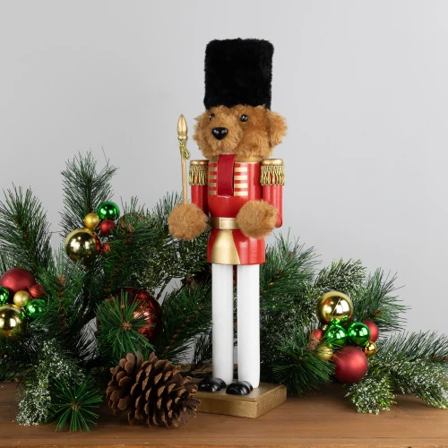 Plush Teddy Bear Soldier Christmas Nutcracker - 14" - Red And Gold 4 Plush Teddy Bear Soldier Christmas Nutcracker - 14" - Red And Gold - Image 2