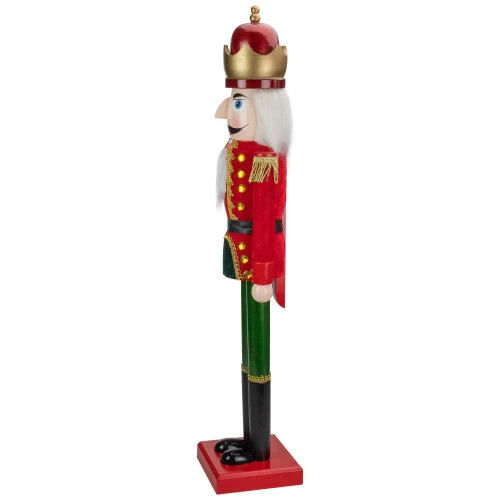 Northlight 35.5" Red And Green Velvet Wooden Christmas Nutcracker King 6 Northlight 35.5" Red And Green Velvet Wooden Christmas Nutcracker King - Image 4