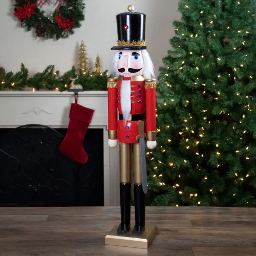 Northlight 36" Red And Gold Christmas Soldier Nutcracker With Sword 4 Northlight 36" Red And Gold Christmas Soldier Nutcracker With Sword - Image 2