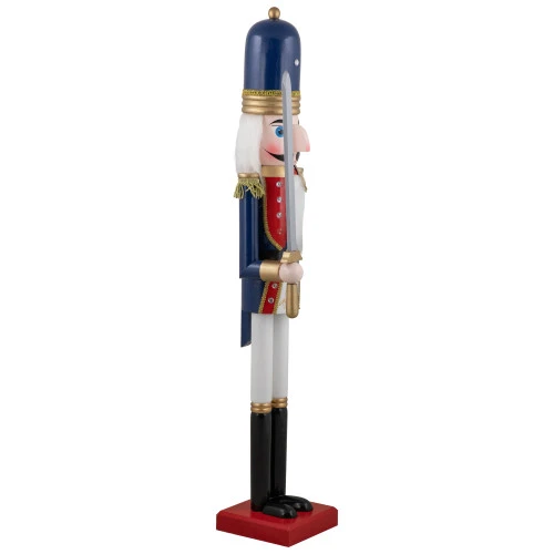 Northlight 48.25" Blue And White Christmas Nutcracker Soldier With Sword 6 Northlight 48.25" Blue And White Christmas Nutcracker Soldier With Sword - Image 4
