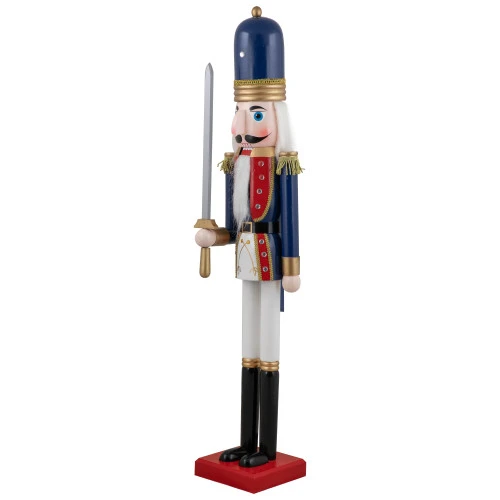 Northlight 48.25" Blue And White Christmas Nutcracker Soldier With Sword 5 Northlight 48.25" Blue And White Christmas Nutcracker Soldier With Sword - Image 3