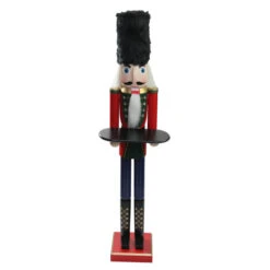 Northlight 48.25" Red And Black Christmas Butler Nutcracker With Tray