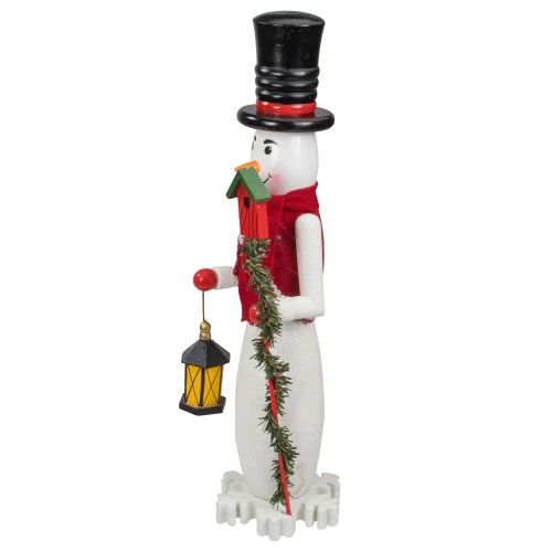 Northlight Wooden Snowman Christmas Nutcracker - 18" - White And Red 6 Northlight Wooden Snowman Christmas Nutcracker - 18" - White And Red - Image 4