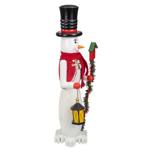 Northlight Wooden Snowman Christmas Nutcracker - 18" - White And Red 5 Northlight Wooden Snowman Christmas Nutcracker - 18" - White And Red - Image 3