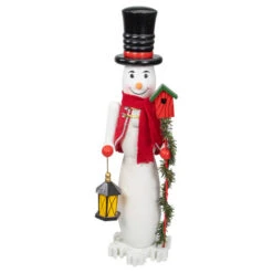 Northlight Wooden Snowman Christmas Nutcracker - 18" - White And Red