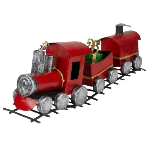 Triple Car Metal Train Christmas Decoration - 15" - Red And Silver 6 Triple Car Metal Train Christmas Decoration - 15" - Red And Silver - Image 4