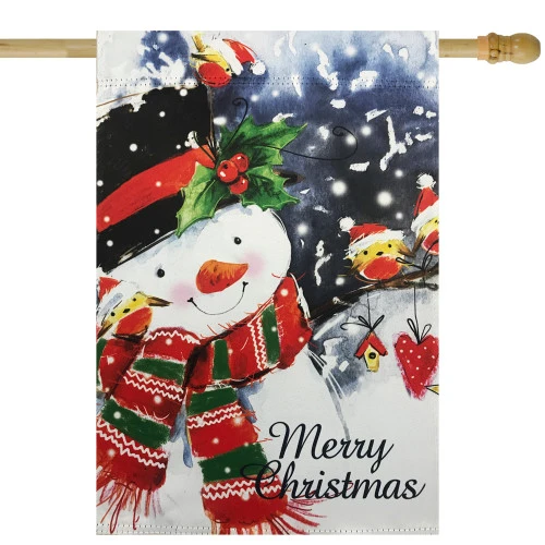 Northlight Snowman And Yellow Birds Merry Christmas Outdoor House Flag 28" X 40" 3 Northlight Snowman And Yellow Birds Merry Christmas Outdoor House Flag 28" X 40"