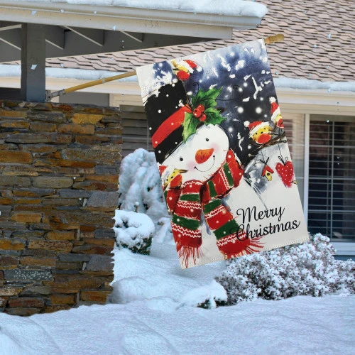 Northlight Snowman And Yellow Birds Merry Christmas Outdoor House Flag 28" X 40" 5 Northlight Snowman And Yellow Birds Merry Christmas Outdoor House Flag 28" X 40" - Image 3