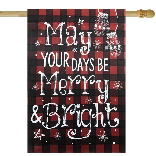 Northlight Red Buffalo Plaid Merry And Bright Christmas House Flag 28" X 40" 2 Northlight Red Buffalo Plaid Merry And Bright Christmas House Flag 28" X 40"