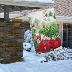 Northlight Red Car And Christmas Tree Outdoor House Flag 20" X 48" -Christmas Decor Sale northlight fg91395 fg91414 large 3 84440.1602035320