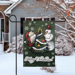 Northlight Merry Christmas Santa And A Snowman Garden Flag 12.5" X 18" 7 Northlight Merry Christmas Santa And A Snowman Garden Flag 12.5" X 18" -Christmas Decor Sale northlight fg91398 fg91417 style 58825.1601861654