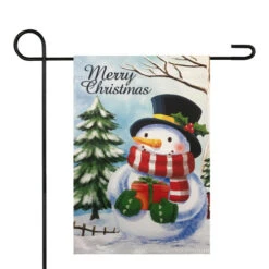 Northlight Merry Christmas And Snowman Outdoor Garden Flag 12.5" X 18"