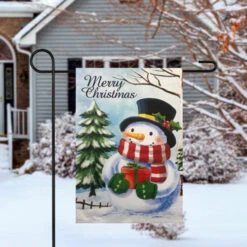 Northlight Merry Christmas And Snowman Outdoor Garden Flag 12.5" X 18" -Christmas Decor Sale northlight fg91399 fg91418 style 19001.1665611637