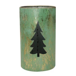 Northlight Rustic Christmas Tree Candle Lanterns - 12" - Green And Gold - Set Of 2 -Christmas Decor Sale northlight fh26932 3 52507.1665610750