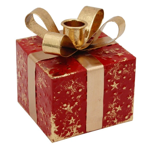 Northlight 4.5" Red Metal Gift Box Christmas Taper Candle Holder 3 Northlight 4.5" Red Metal Gift Box Christmas Taper Candle Holder