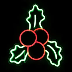 Northlight 12" LED Lighted Neon Style Holly Berries Christmas Window Silhouette