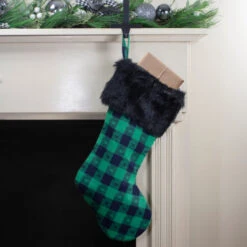 Northlight 20" Green And Black Plaid Christmas Stocking -Christmas Decor Sale northlight fo26654 5 36512.1608349774