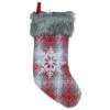 Northlight 18-Inch Red And White Plaid Faux Fur Christmas Stocking With Snowflake